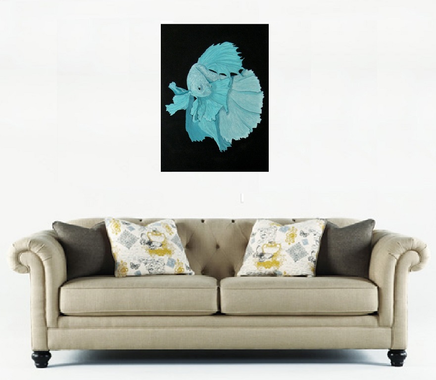 Acrylic Painting by Julie-Anne Gatehouse titled Fighting Fish