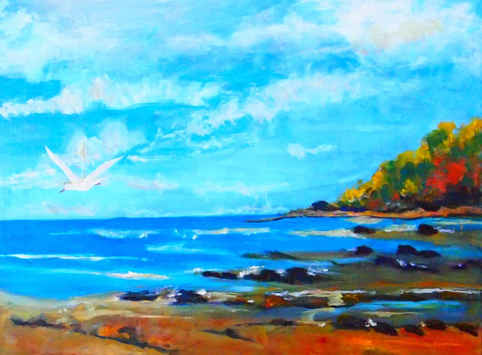 Oil Painting by Margaret Morgan-Watkins titled Pippi's Beach Yamba