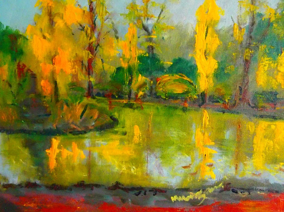 Oil Painting by Margaret Morgan-Watkins titled Around the lake Malmsbury