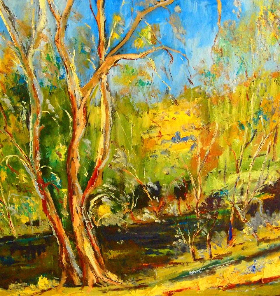 Oil Painting by Margaret Morgan-Watkins titled Sugarloaf Creek Broadford