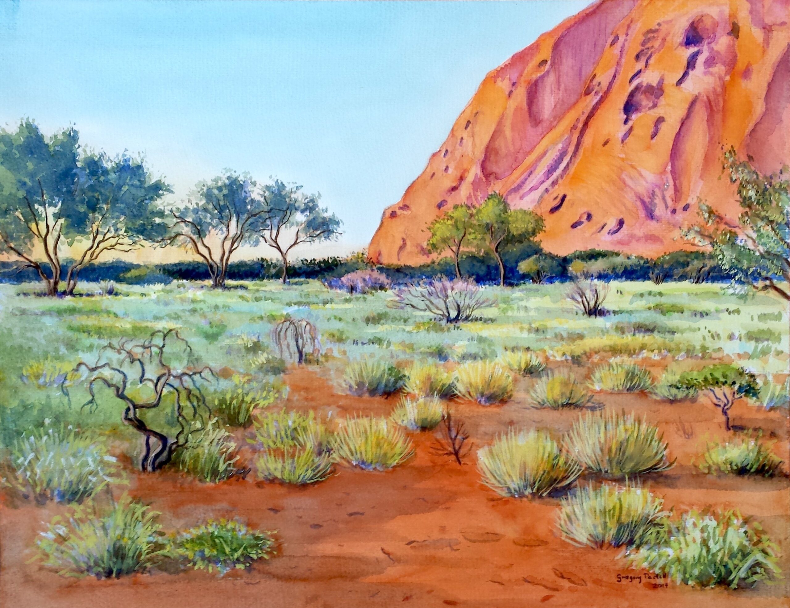 Acrylic Painting by Gregory Pastoll titled Sunrise at Uluru