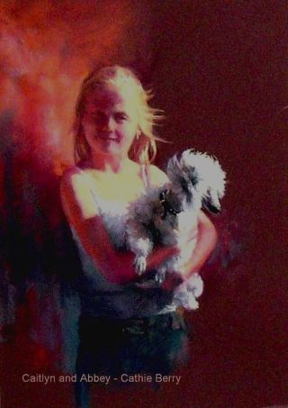 A Pastel painting by Cathie Berry in the Realist Impressionist style  depicting Portrait People and titled Caitlyn and Abbey