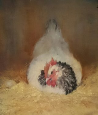 A Pastel painting by Cathie Berry in the Realist style  depicting Animals and titled Sussex chook