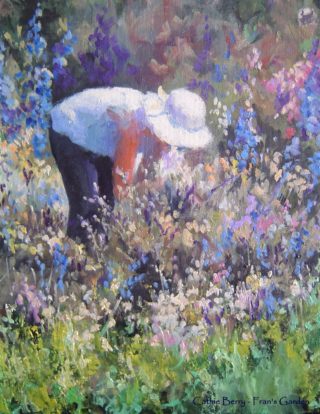 An Oil painting by Cathie Berry in the Realist style  depicting Flowers and Garden and titled Fran's Garden