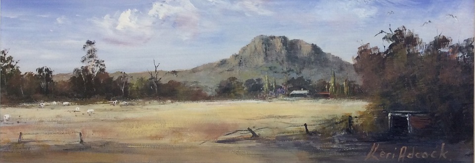 Acrylic Painting by Keri Adcock titled Warm Skies Hanging Rock