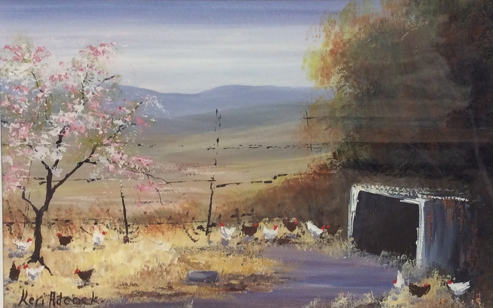 Acrylic Painting by Keri Adcock titled Chook Yard