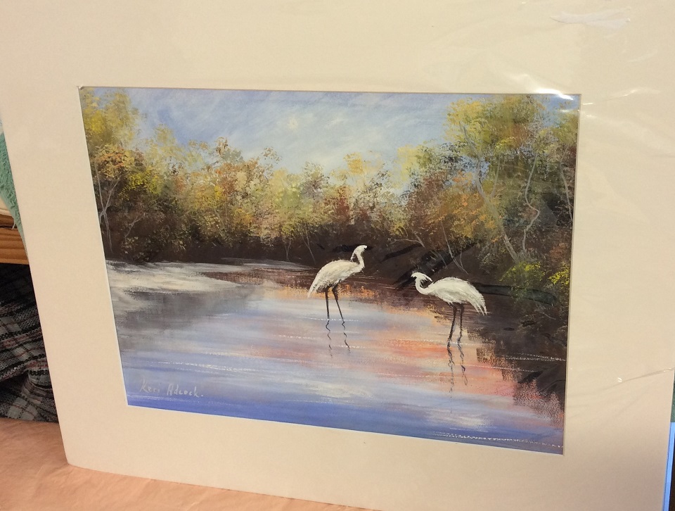 Acrylic Painting by Keri Adcock titled Egrets Foraging