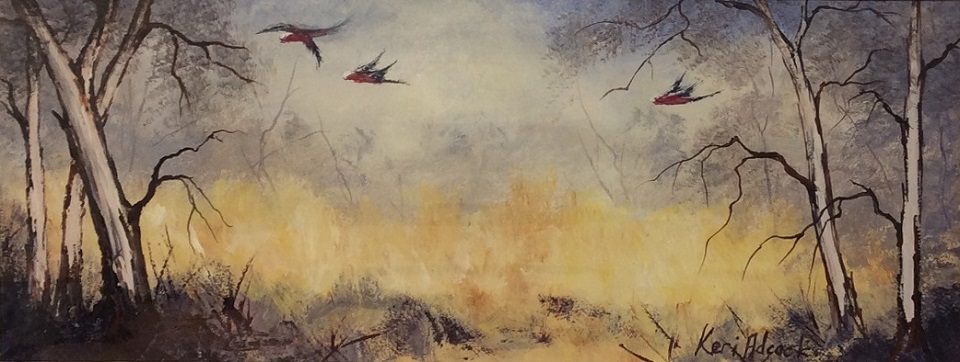 Acrylic Painting by Keri Adcock titled Silly Galahs