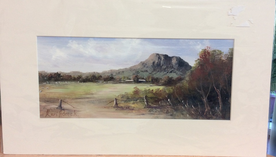 Acrylic Painting by Keri Adcock titled Hanging Rock Cloudy Day