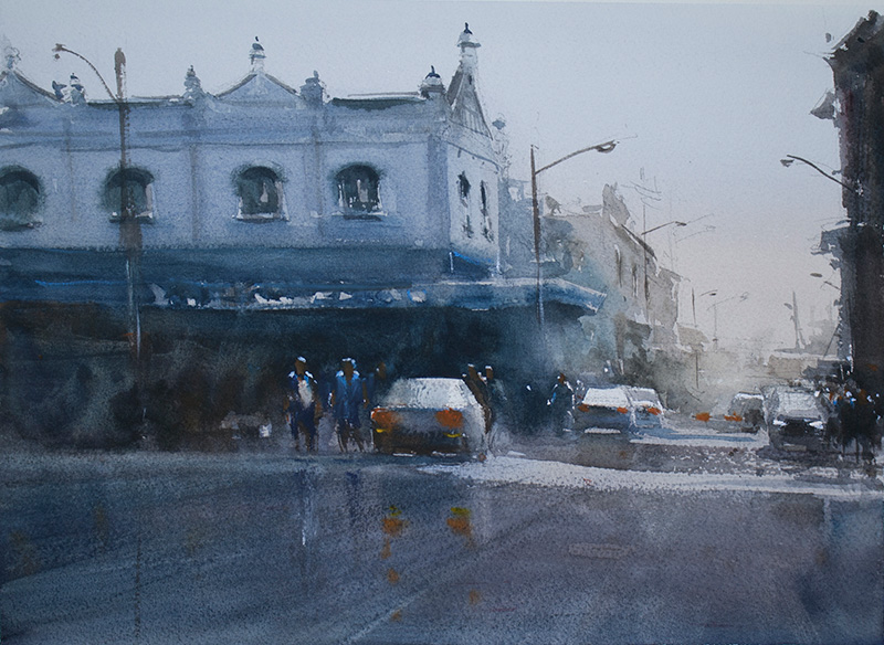 Watercolour Painting by Chan Dissanayake titled Molesworth Street Lismore NSW_