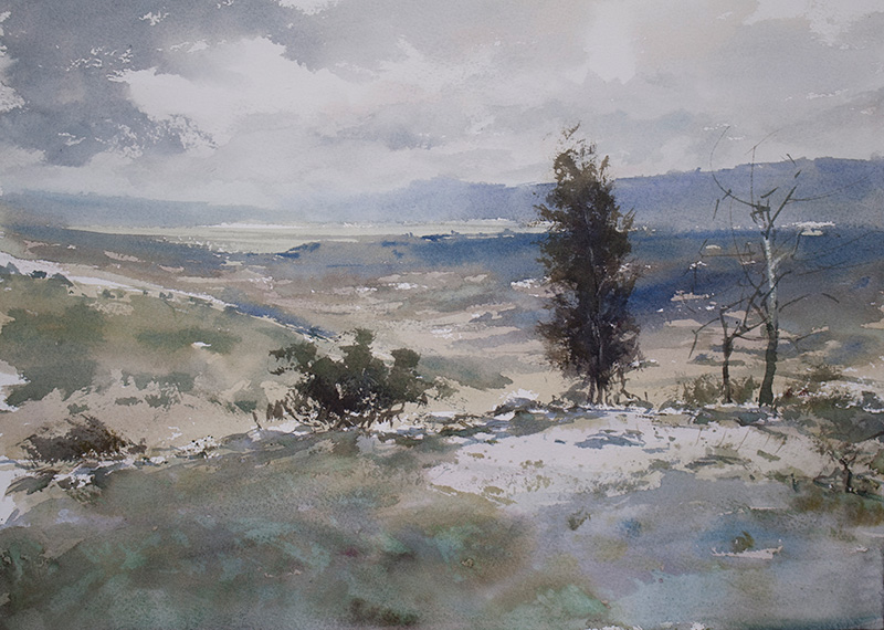 Watercolour Painting by Chan Dissanayake titled View From Namadgi National Park ACT_