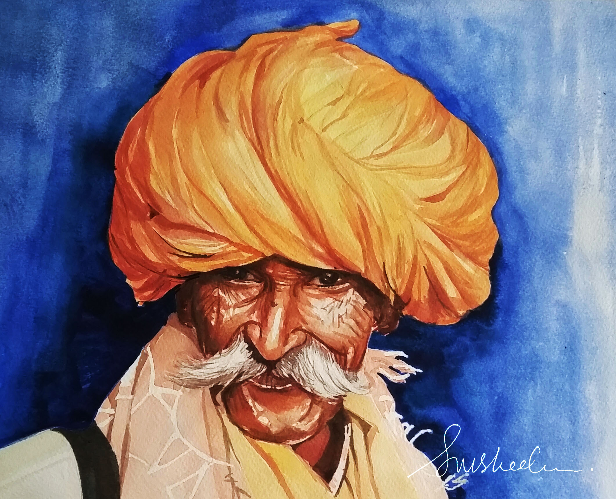 Watercolour Painting by Susheela Giri titled "Chieftain"