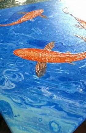 Acrylic Painting by Julie-Anne Gatehouse titled Gold Fish
