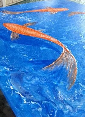 Acrylic Painting by Julie-Anne Gatehouse titled Gold Fish