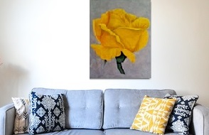 Acrylic Painting by Julie-Anne Gatehouse titled Yellow Rose