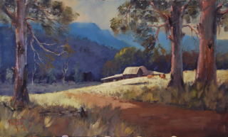 An Oil painting by Heinz Fickler in the Realist Impressionist style  depicting Landscape Mountains and titled Mt Buller Area ( Vic )