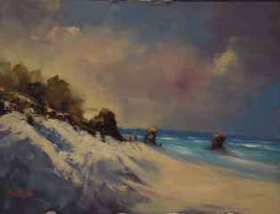 Oil Painting by Heinz Fickler titled Evening Coastal Walk