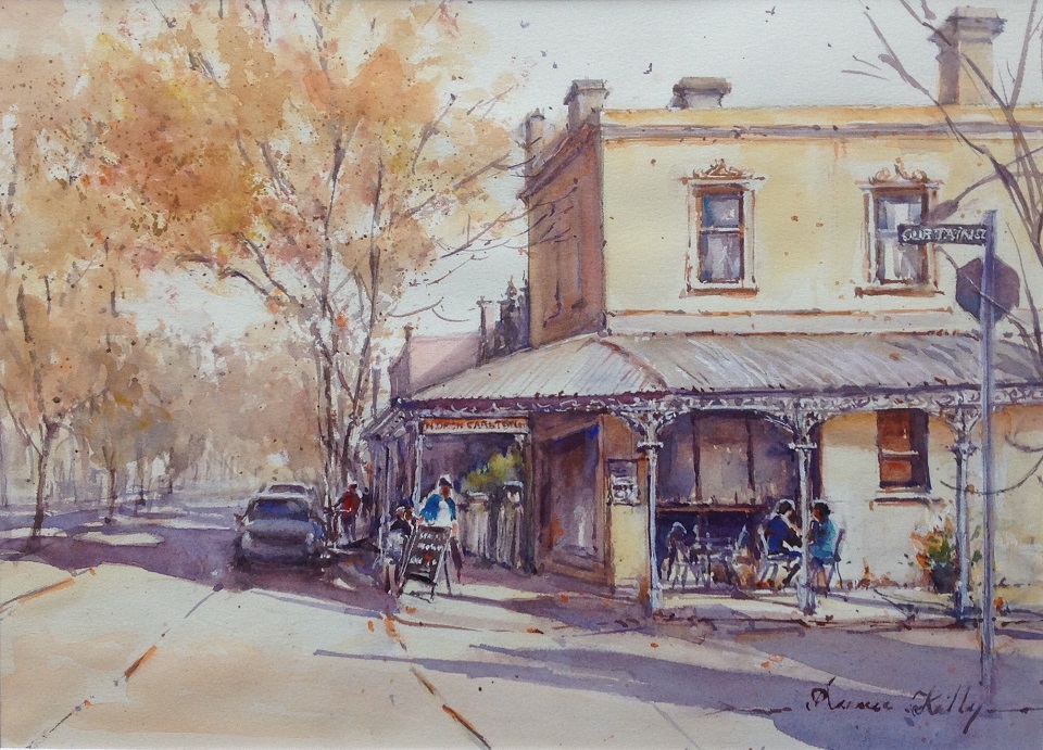 Acrylic Painting by Annee Kelly titled Autumn afternoon, Carlton, Melbourne