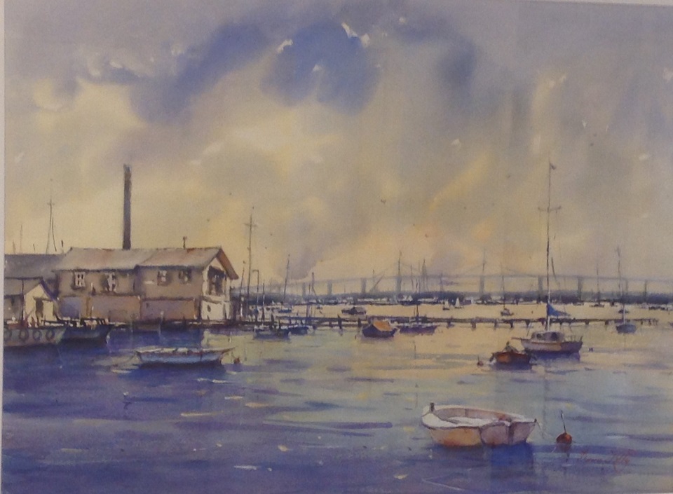 Watercolour Painting by Annee Kelly titled Golden Glow, Williamstown