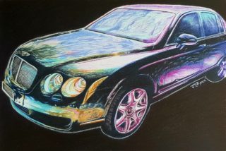 A Coloured Pencils painting by Michelle Ripari in the Contemporary Realist style  depicting Still Life Cars and titled Beautiful Bentley