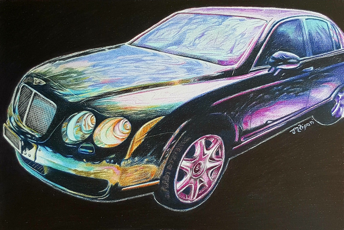 Coloured Pencils Painting by Michelle Ripari titled Beautiful Bentley