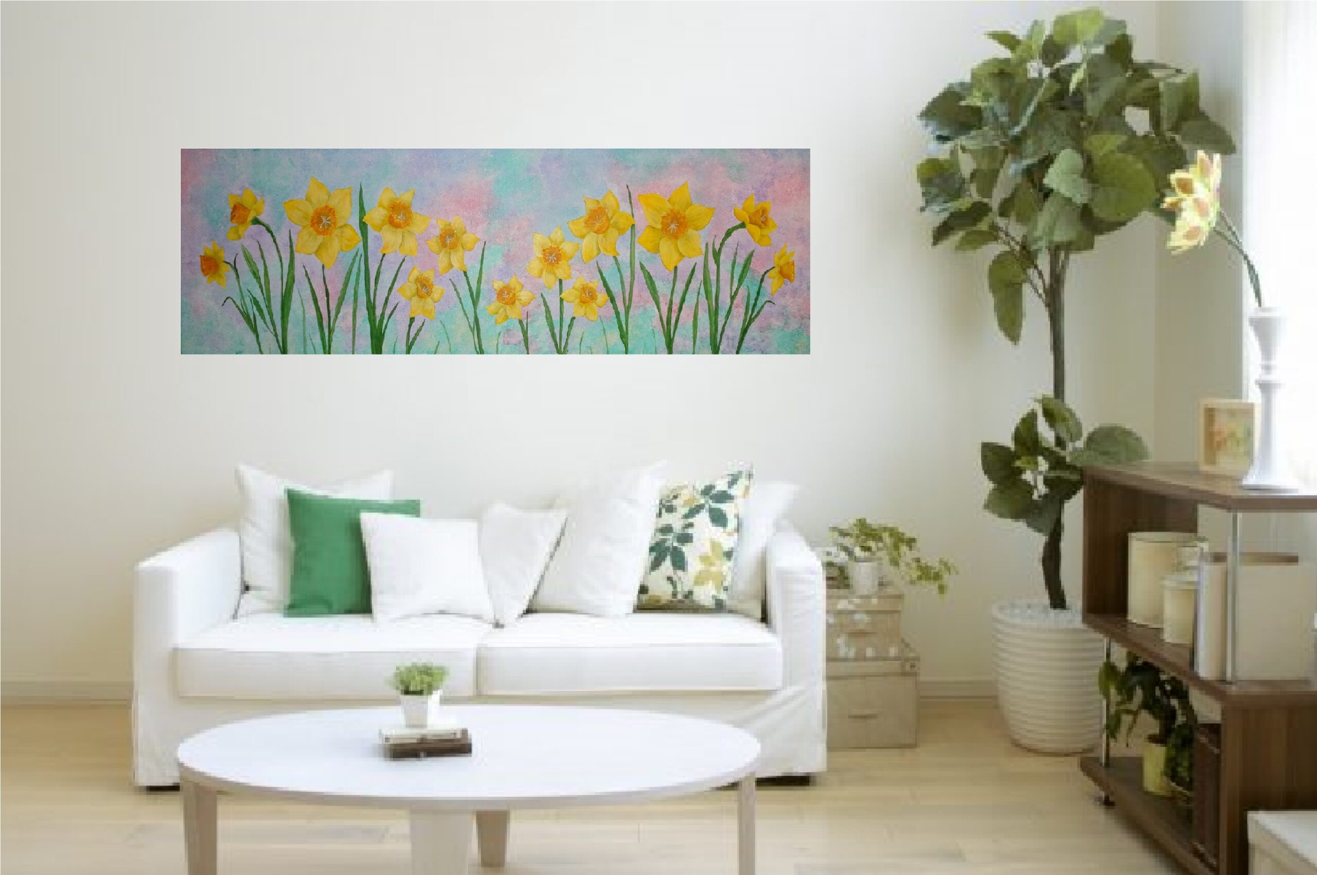 Acrylic Painting by Julie-Anne Gatehouse titled Yellow Daffodils