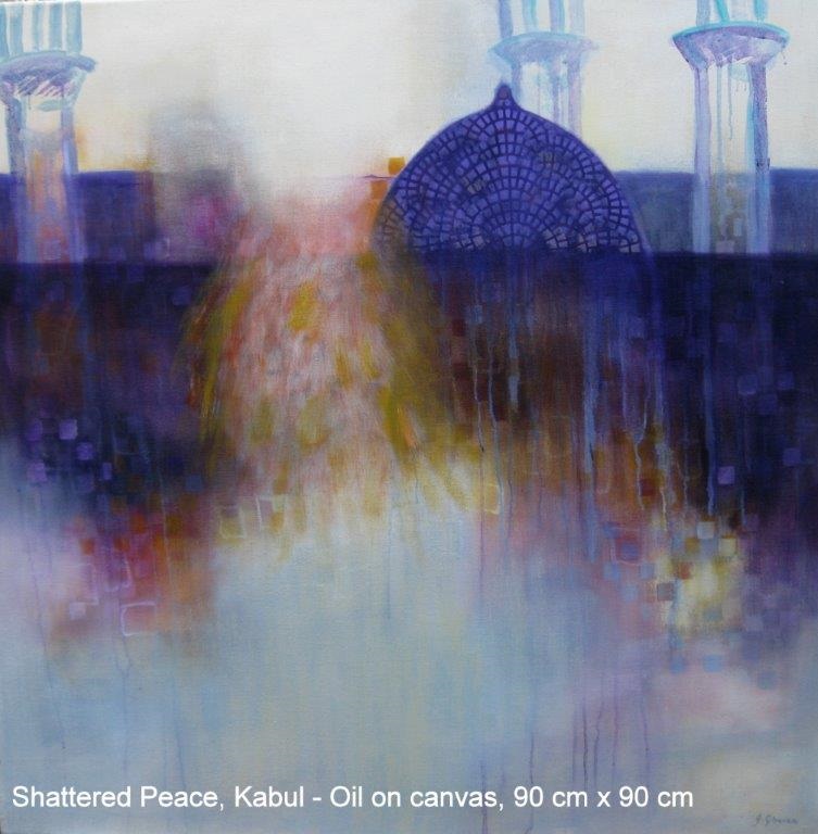 Oil Painting by Jennifer Gowen titled Shattered Peace, Kabul