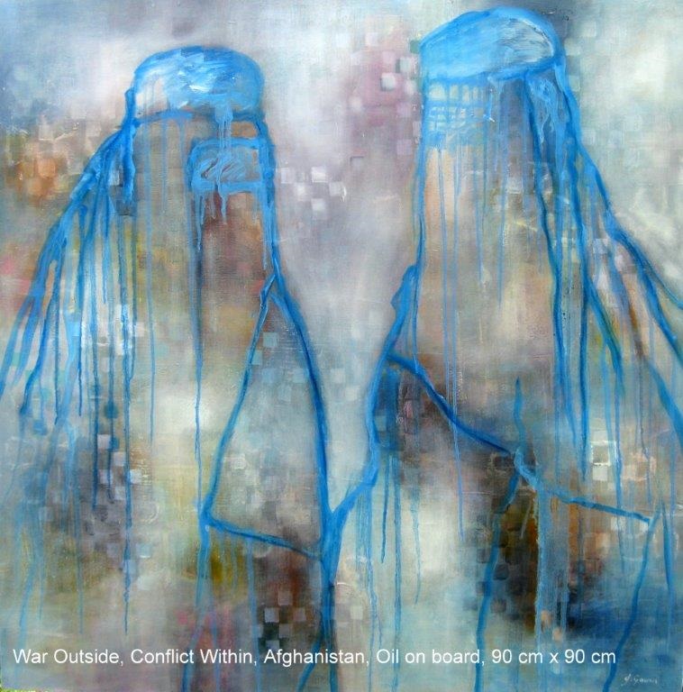 Oil Painting by Jennifer Gowen titled War Outside, Conflict Within, Afghanistan