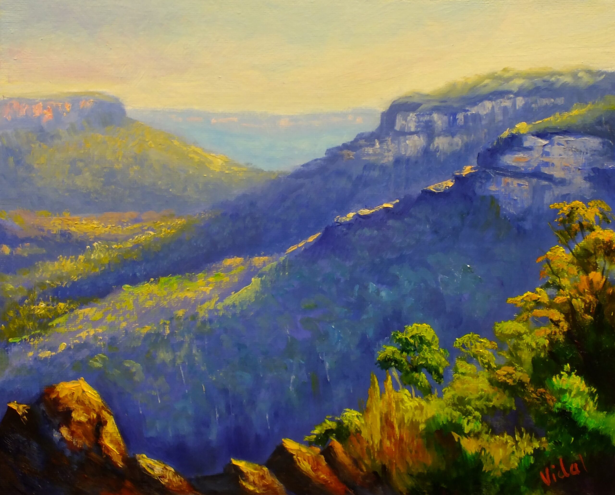 Oil Painting by Christopher Vidal titled Oil painting - Princess Rock lookout Wentworth Falls