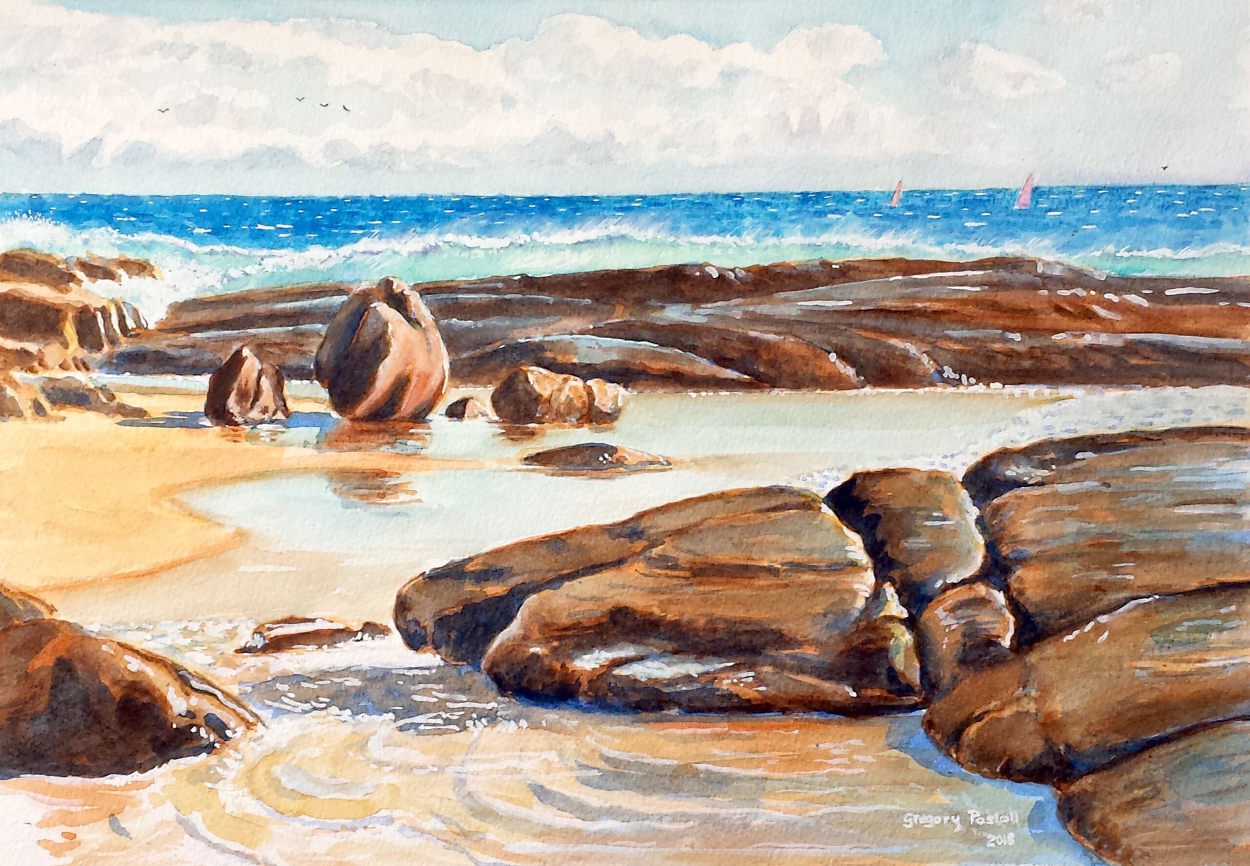 Acrylic Painting by Gregory Pastoll titled Beach at Margaret River Mouth
