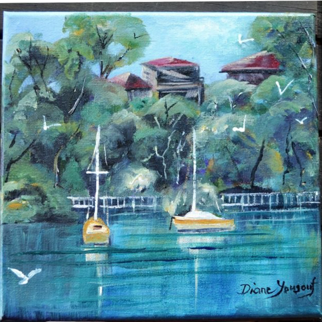 Acrylic Painting by Diane Yousouf titled River Views