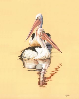 A Pastel painting by Angela Parr in the Realist style  depicting Animals Birds with main colour being Yellow and titled Ponderings