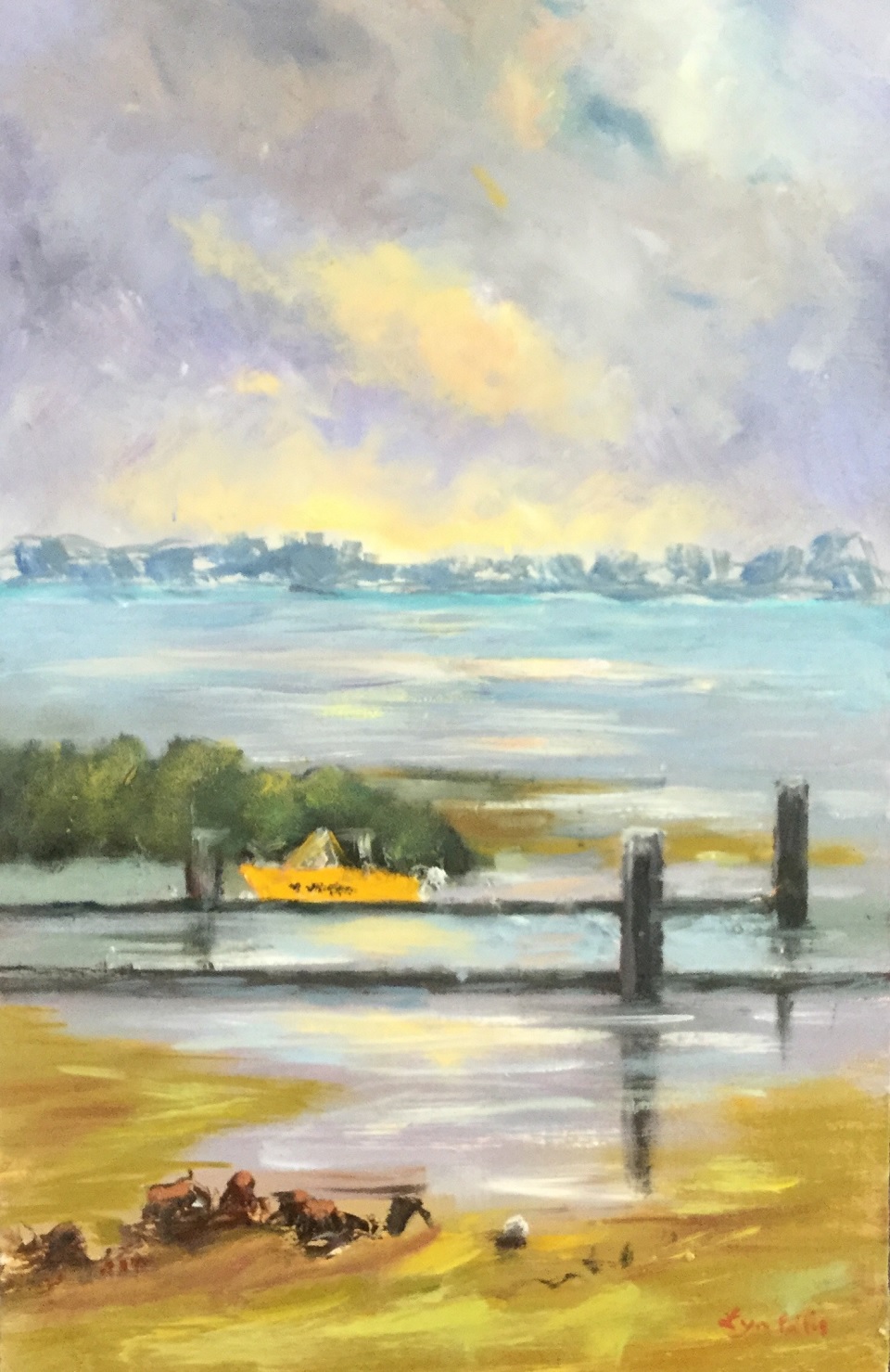 Oil Painting by Lyn Ellis titled Launching Ramp, Swan Bay