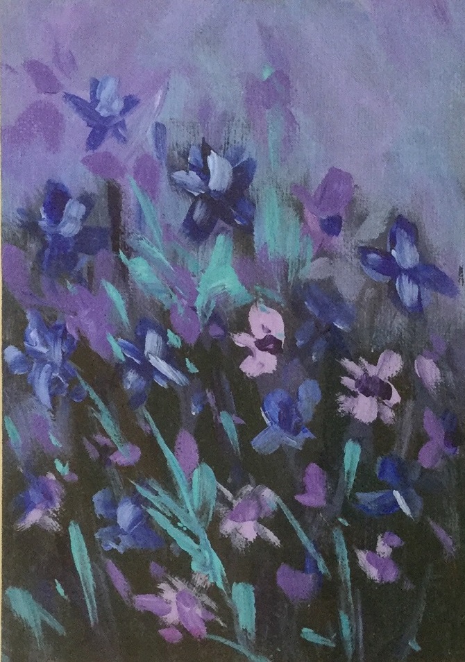 Acrylic Painting by Lyn Ellis titled Spring Flowers