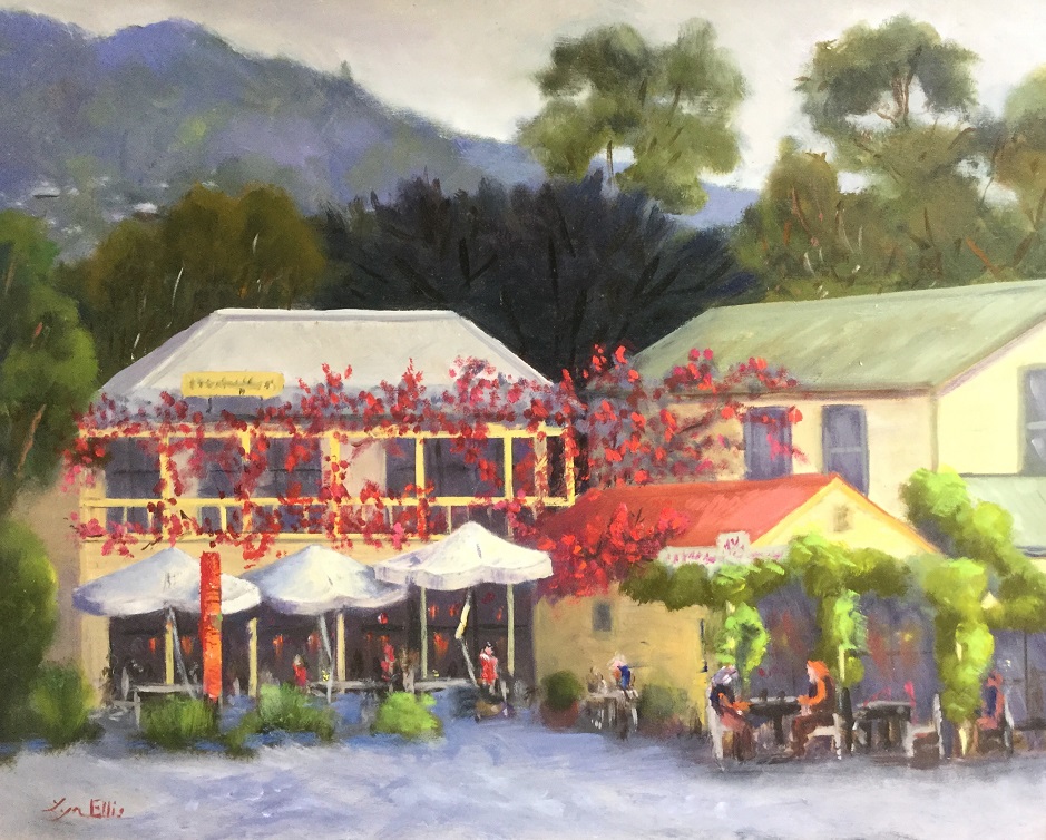 Oil Painting by Lyn Ellis titled Erskine River Cafe, Lorne