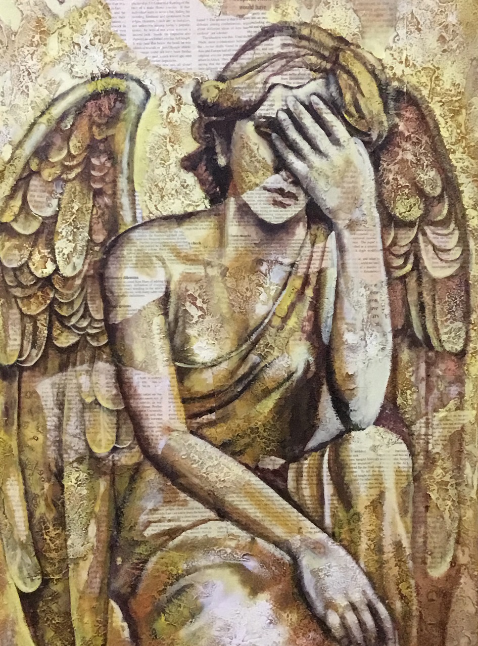 Acrylic Painting by Naji Sassine titled Angel Weeping 2