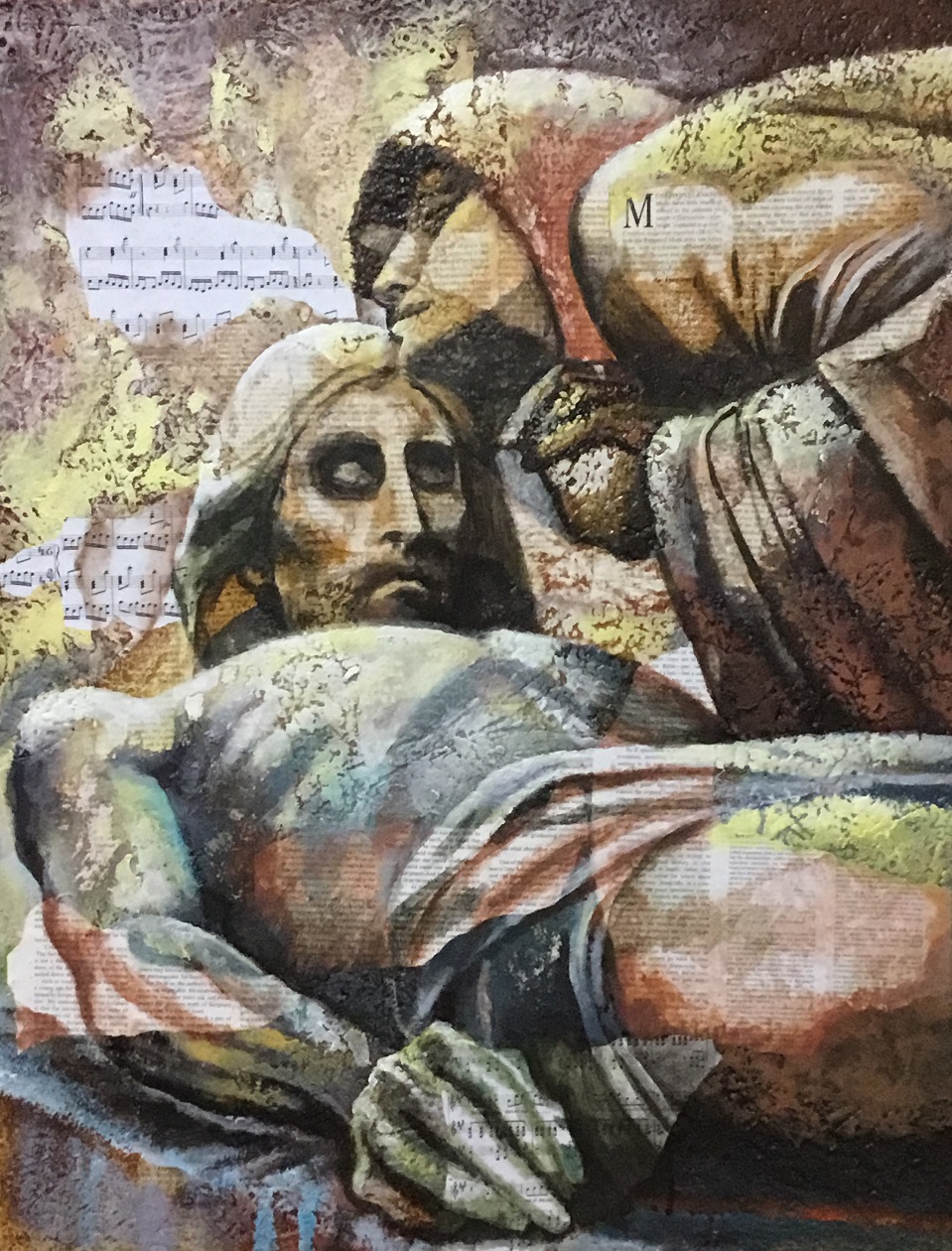 Acrylic Painting by Naji Sassine titled Jesus in Tomb 1