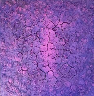 An Acrylic painting by Naji Sassine in the Abstract style  and titled Earth Pain in Purple