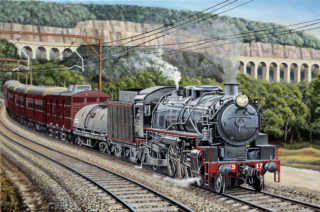 An Oil painting by Steve Leadenham in the Realist style  Machinery and Rural with main colour being Cream Green and Red and titled 5917 at the Zig Zag