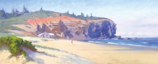 An Oil painting by Gordon Rossiter in the Realist Impressionist style  depicting Beach and titled Afternoon Red Head Beach