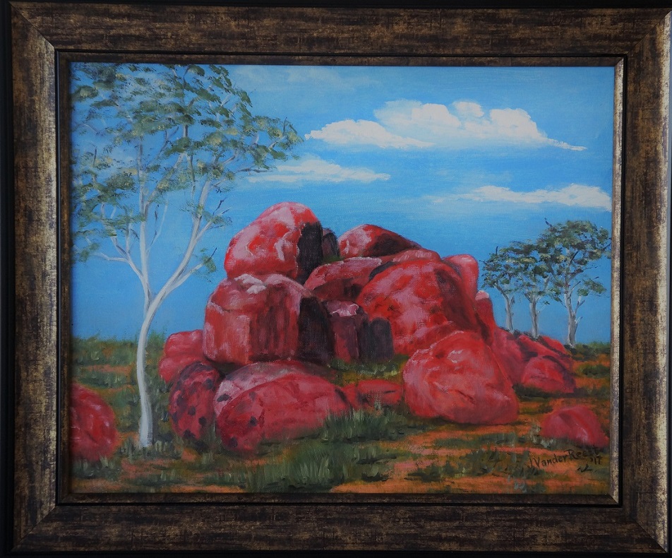 Oil Painting by John Vander Reest titled The Devils’ Marbles