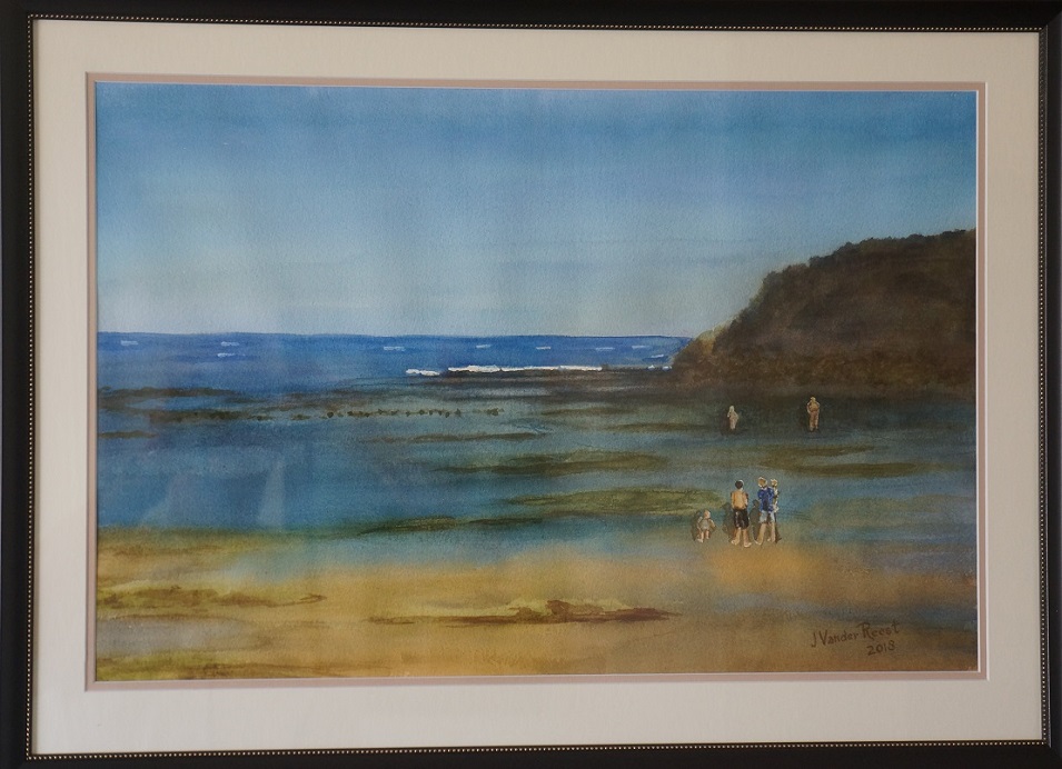 Watercolour Painting by John Vander Reest titled On the beach at Point Lonsdale