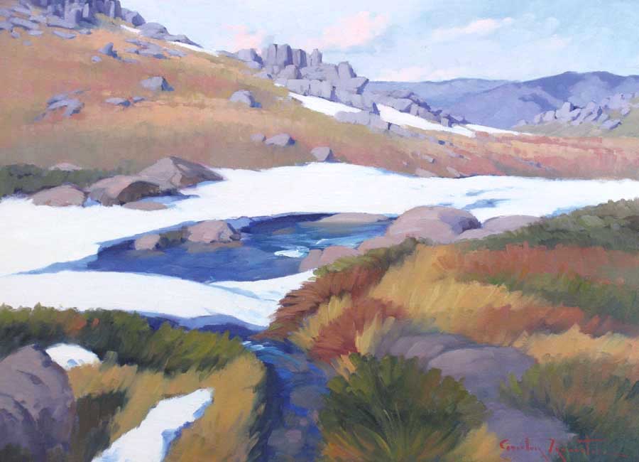 Oil Painting by Gordon Rossiter titled "High country stream"