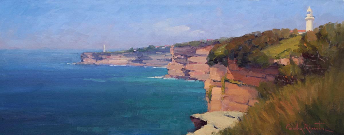 Oil Painting by Gordon Rossiter titled "Macquarie Lighthouse Sydney"