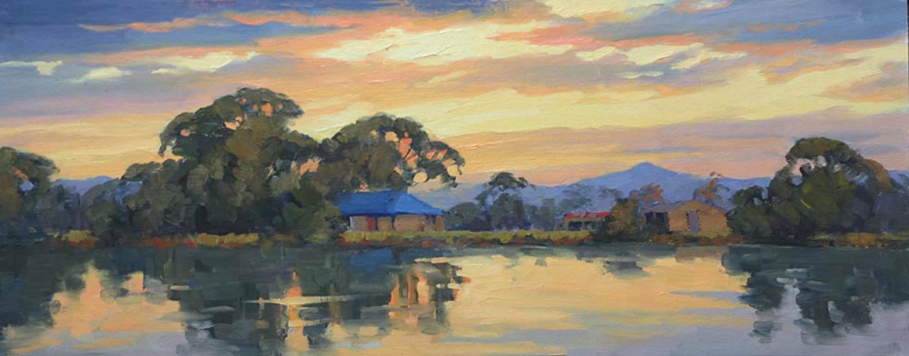 Oil Painting by Gordon Rossiter titled "Summer Island sunset"