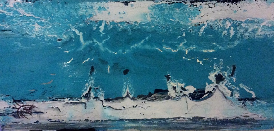 Mixed Media Painting by June McCotter titled Abstract Water