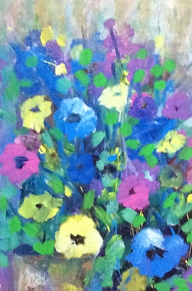 Mixed Media Painting by June McCotter titled Flowers