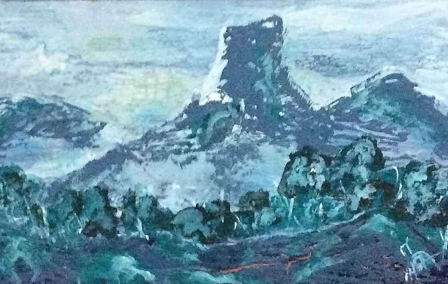 Mixed Media Painting by June McCotter titled Glass House Mountains