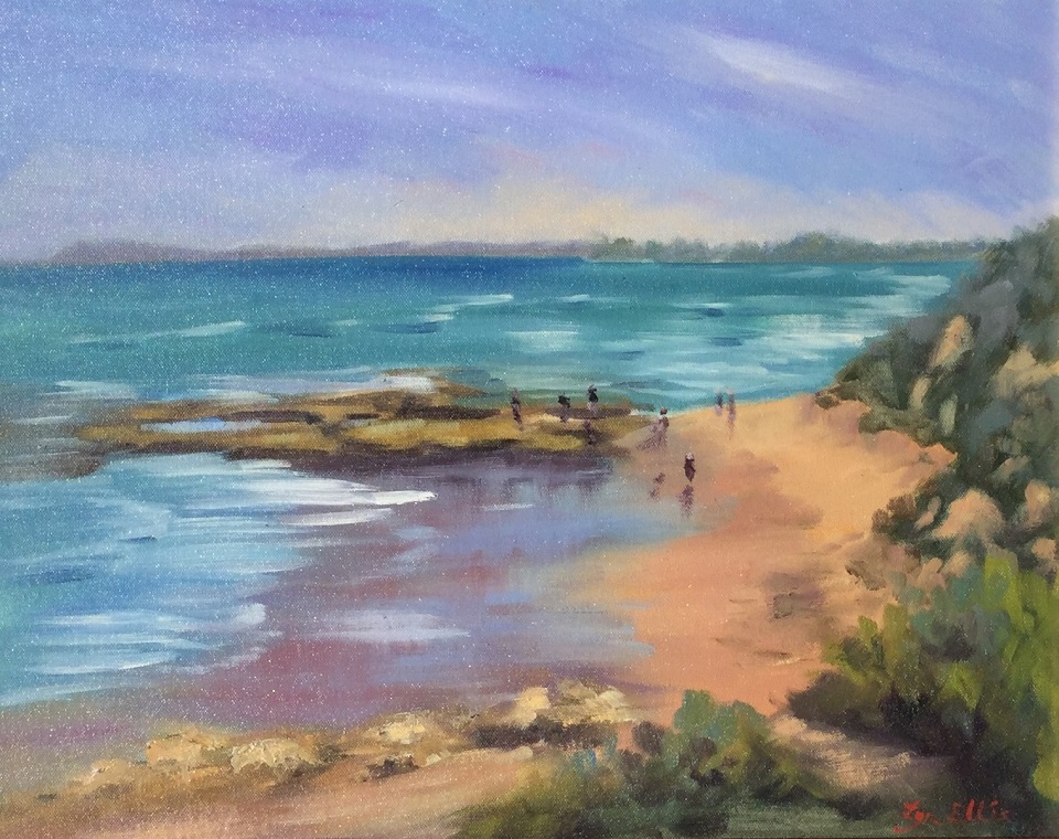 Oil Painting by Lyn Ellis titled Back Beach at Point Lonsdale