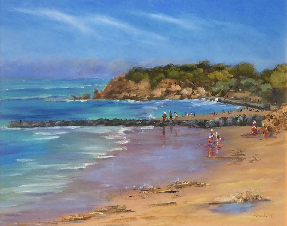 Oil Painting by Lyn Ellis titled Summer Fun at Point Lonsdale